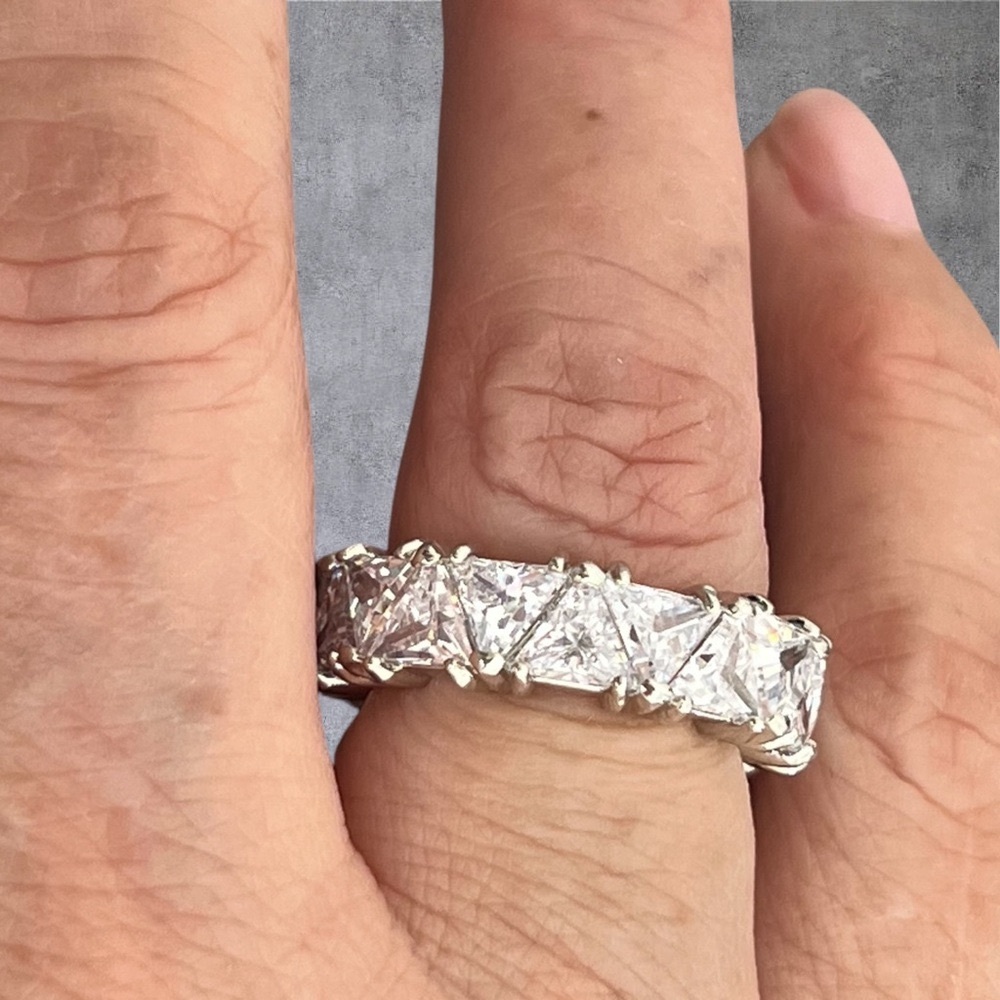 Infinity Ring Silver Plated, Shiny Large Clear Cz - image 6